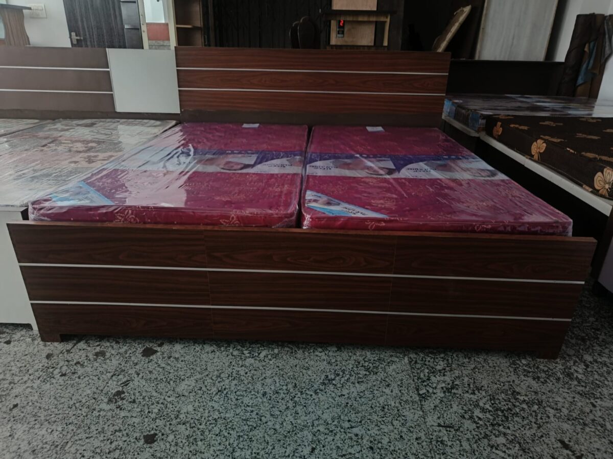 Contemporary Wooden Finish Double Bed with Minimalist Design